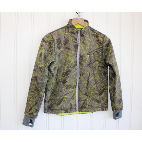 LL Bean Boys Size M 10-12 Fleece Lined Nylon Full Zip‎ Gray Green Coat Jacket - Picture 1 of 10
